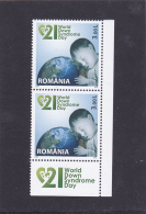 # 180   DOWN SYNDROME DAY, 2011, MNH**, STAMP IN PAIR, ONE LABEL, ROMANIA - Unused Stamps