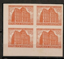 ARGENTINA - 1942 PALACIO CENTRAL DE CORREOS - # 941 - CUADRO PRUEBA DE COLOR NARANJA IMPERFORADAS - Nuevos