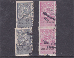 # 181 REVENUE STAMPS, TREI LEI, USED, FOUR STAMPS, ROMANIA - Fiscale Zegels