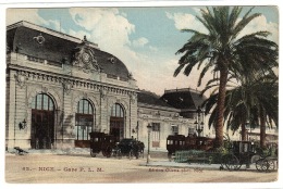 NICE (06) - GARE P. L. M. - Ed. Giletta, Nice - Carte Colorisée - Transport Ferroviaire - Gare