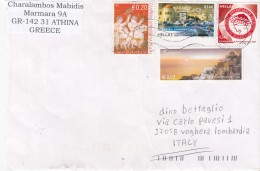 Grecia 2016 - Busta X L'Italia Affrancata Con 4 Stamps - Cartas & Documentos