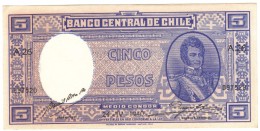 Cinco Pesos - Date: 10.03.1937 - Condition: UNC - Catalog: Pick 91c - Cile