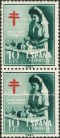 2º CENTENARIO. 10 Cts Verde, Pareja. Variedad EMPALME DE PAPEL. MAGNIFICA. Edifl 2015: 130€ - Unused Stamps