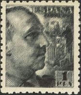 ESTADO ESPAÑOL. General Franco. Dentado Grueso. 20 Cts Violeta, 30 Cts Azul, 40 Cts Verde Gris, 50 Cts Gris Y 1 P - Unused Stamps