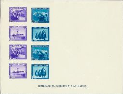 ESTADO ESPAÑOL. Ejército Y La Marina. Hoja Bloque SIN DENTAR. Variedad FALTA LA IMPRESION DE LOS COLORES C - Unused Stamps