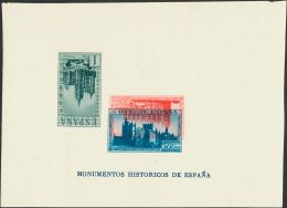 ESTADO ESPAÑOL. Monumentos. Hoja Bloque. SIN DENTAR. Variedad SIN IMPRESION DEL COLOR VIOLETA Y COLORES ROJO Y PI - Unused Stamps