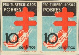 ESTADO ESPAÑOL. Protuberculosos . 10 Cts Negro, Azul Y Rojo, Pareja. SIN DENTAR. MAGNIFICA. Edifl 2017: +170&euro - Neufs