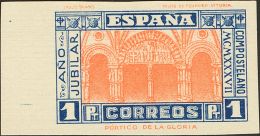 ESTADO ESPAÑOL. Año Santo. 1 Pts Azul Y Naranja. ENSAYO DE COLOR, Sobre Cartulina. MAGNIFICO. (Gálv - Unused Stamps