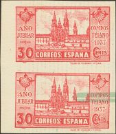 ESTADO ESPAÑOL. Año Santo. 15 Cts Castaño Lila, Pareja Y 30 Cts Carmín, Pareja. ENSAYOS DE C - Unused Stamps