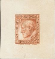 II REPUBLICA. Ramón Y Cajal. 30 Cts Castaño Rojo. PRUEBA DE PUNZON, Con Pie De Imprenta. MAGNIFICA Y MUY R - Unused Stamps
