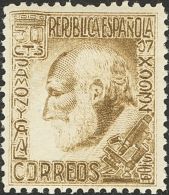II REPUBLICA. Ramón Y Cajal. 30 Cts Castaño. DENTADO 14. MAGNIFICO. Edifl 2015: 49€ - Unused Stamps
