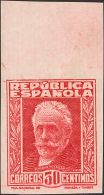 II REPUBLICA. Personajes. 30 Cts Carmín, Borde De Hoja. NºA000.000 Y SIN DENTAR. MAGNIFICO. Edifl 2015: 363& - Unused Stamps