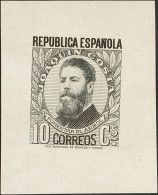 II REPUBLICA. Personajes. 10 Cts Negro. PRUEBA DE PUNZON. MAGNIFICA Y MUY RARA. (Gálvez 3003) - Unused Stamps