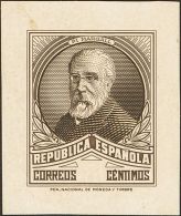 II REPUBLICA. Personajes. Sin Valor, Castaño Negro. PRUEBA DE PUNZON. MAGNIFICA Y RARISIMA, NO RESEÑADA EN - Unused Stamps