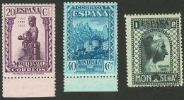 II REPUBLICA. Montserrat. 20 Cts Violeta, 40 Cts Azul Y 1 Pts Pizarra. DENTADO 11¼. MAGNIFICOS Y RAROS. Edifl 201 - Neufs