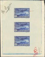 II REPUBLICA. Unión Postal Panamericana. 5 Cts Azul, 10 Cts Azul Y 25 Cts Azul. PRUEBA DE PUNZON COLECTIVA, Con D - Unused Stamps