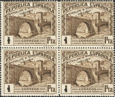 II REPUBLICA. Unión Postal Panamericana. 1 Pts Castaño, Bloque De Cuatro. Sobrecarga WATERLOW AND SONS LTD - Unused Stamps