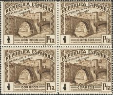 II REPUBLICA. Unión Postal Panamericana. 1 Pts Castaño, Bloque De Cuatro. Sobrecarga WATERLOW AND SONS LTD - Neufs