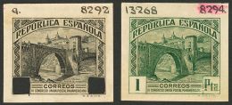 II REPUBLICA. Unión Postal Panamericana. Sin Cifra Del Valor, Negro Y Verde. Tres PRUEBAS DE ESTADO, Con Diferent - Neufs