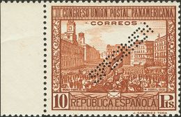 II REPUBLICA. Unión Postal Panamericana. Serie Completa, Borde De Hoja. Perforación SPECIMEN. MAGNIFICA Y - Unused Stamps