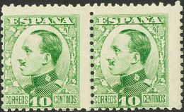 SIGLO XX. Alfonso XIII. Vaquer De Perfil. 10 Cts Verde, Pareja. UN SELLO SIN NUMERACION. MAGNIFICA. - Unused Stamps