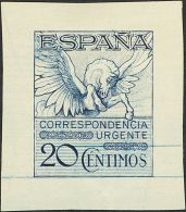 SIGLO XX. Urgente. 20 Cts Azul. PRUEBA DE PUNZON. MAGNIFICA Y MUY RARA. (Gálvez 2469) - Unused Stamps