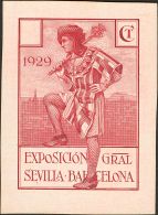 SIGLO XX. Exposición De Sevilla Y Barcelona. Sin Valor, Violeta Lila. PRUEBA DE PUNZON. MAGNIFICA Y MUY RARA. (G& - Unused Stamps