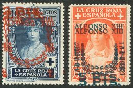 SIGLO XX. Emisiones De La Cruz Roja. 2 Pts Sobre 40 Cts Azul Y 5 Pts Sobre 50 Cts Naranja. SOBRECARGA DOBLE. MAGNIFICOS. - Unused Stamps