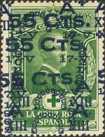 SIGLO XX. Emisiones De La Cruz Roja. 55 Cts Sobre 10 Cts Verde. SOBRECARGA TRIPLE, Según El Catálogo Edifi - Unused Stamps