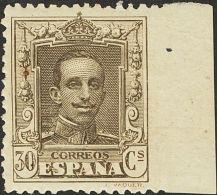 SIGLO XX. Alfonso XIII. Vaquer. 30 Cts Castaño. SIN DENTAR EL MARGEN DERECHO. MAGNIFICO Y RARO, NO CATALOGADO. - Neufs