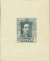 SIGLO XX. Alfonso XIII. Vaquer. 25 Cts Pizarra. PRUEBA DE PUNZON. MAGNIFICA Y RARA, NO RESEÑADA EN GALVEZ CON EST - Unused Stamps