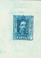 SIGLO XX. Alfonso XIII. Vaquer. 25 Cts Azul. PRUEBA DE PUNZON. MAGNIFICA Y RARA. (Gálvez 1996) - Unused Stamps