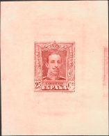 SIGLO XX. Alfonso XIII. Vaquer. 25 Cts Carmín. PRUEBA DE PUNZON. MAGNIFICA Y RARA, NO RESEÑADA EN GALVEZ. - Unused Stamps