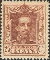 SIGLO XX. Alfonso XIII. Vaquer. 25 Cts Lila. ERROR DE COLOR. MAGNIFICO. Edifl 2015: +115€ - Neufs
