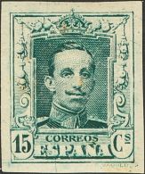 SIGLO XX. Alfonso XIII. Vaquer. 15 Cts Verde Azul (manchitas Del Tiempo). SIN DENTAR (NºB285.218). BONITO Y MUY RAR - Unused Stamps