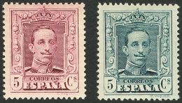 SIGLO XX. Alfonso XIII. Vaquer. 5 Cts Violeta Y 5 Cts Pizarra. ENSAYOS DE COLOR (con Numeración). MAGNIFICOS Y RA - Unused Stamps