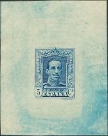 SIGLO XX. Alfonso XIII. Vaquer. 5 Cts Azul. PRUEBA DE PUNZON. MAGNIFICA Y RARA, NO RESEÑADA EN GALVEZ. - Unused Stamps