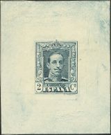 SIGLO XX. Alfonso XIII. Vaquer. 2 Pts Gris Pizarra. PRUEBA DE PUNZON. MAGNIFICA Y RARA. (Gálvez 1980) - Unused Stamps