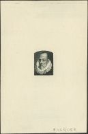 SIGLO XX. Alfonso XIII. Cervantes. Sin Valor, Negro. PRUEBA DE PUNZON DE LA EFIGIE, Con La Firma Del Grabador E. Vaquer. - Neufs