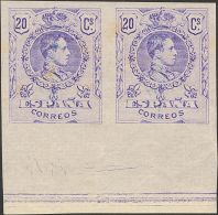 SIGLO XX. Alfonso XIII. Medallón. 20 Cts Violeta, Pareja (manchitas Del Tiempo). SIN DENTAR (NºC140.966). MA - Neufs