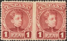 SIGLO XX. Alfonso XIII. Cadete. 1 Pts Carmín, Pareja. SIN DENTAR ENTRE LOS SELLOS. MAGNIFICA Y RARA. Edifl 2015: - Unused Stamps