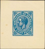 ALFONSO XII. 5 Cts Azul (manchita Del Tiempo Sin Importancia). PRUEBA DE COLOR. BONITA Y RARISIMA. (Gálvez IG36) - Unused Stamps