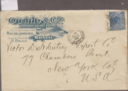 O) 1904 BRAZIL, 200 REIS - LIBERTY HEAD BLUE, COVER TO USA, XF - Luchtpost