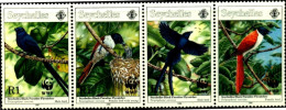 WWF-BIRDS-SEYCHELLES BLACK PARADISE FLYCATCHER-SET OF 4-SEYCHELLES-1996-MNH-SCARCE-A1-232 - Pics & Grimpeurs