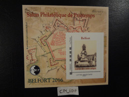 FRANCE 2016 BLOC CNEP SALON PHILATÉLIQUE DE PRINTEMPS BELFORT 2016 Lettre Prioritaire "Belfort Statue Des Trois Sièges" - CNEP