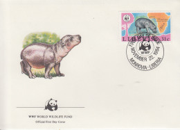 Enveloppe  FDC   1er   Jour   LIBERIA    HIPPOPOTAME      WWF    1984 - FDC