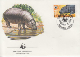 Enveloppe  FDC   1er   Jour   LIBERIA    HIPPOPOTAME      WWF    1984 - FDC