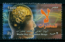 EGYPT / 2016 / WORLD DAY TO COMBAT DRUGS / MEDICINE / ANTI DRUGS / NARCOTICS / ADDICTION / ANATOMY / BRAIN / HEAD / MNH - Unused Stamps