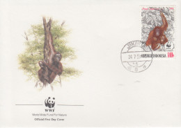 Enveloppe  INDONESIE    SINGE   L´ ORANG - OUTANG   WWF    1990 - FDC