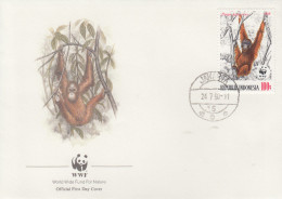 Enveloppe  INDONESIE    SINGE   L´ ORANG - OUTANG   WWF    1990 - FDC